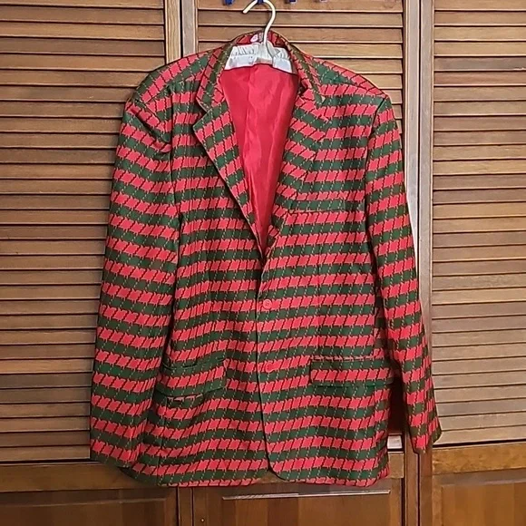 NWOT Christmas Blazer Dec. 25th ugly X-Mas jacket men XL red and green lined - Picture 1 of 12
